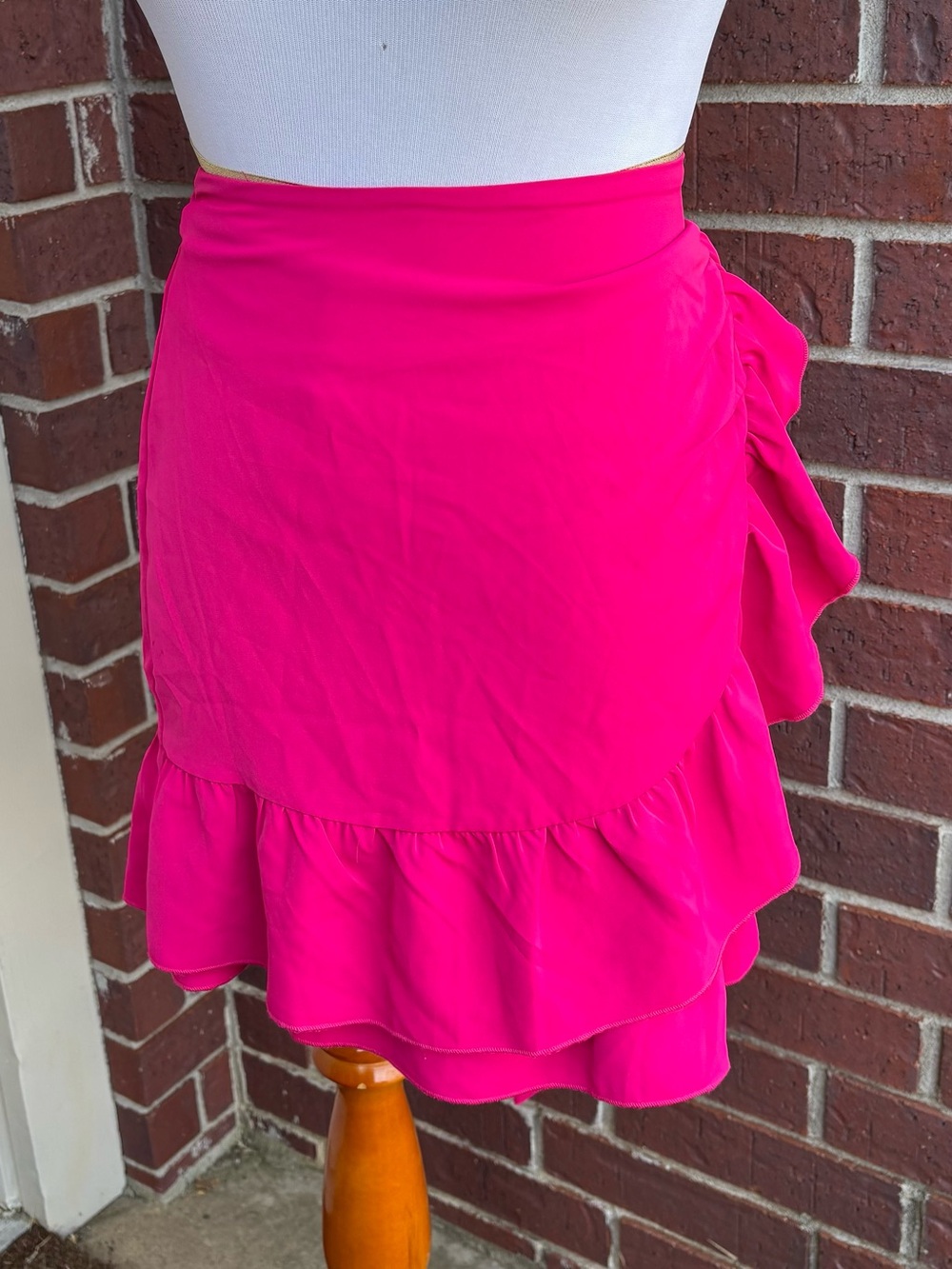 SHEIN Bright Fuchsia Ruffled Wrap Mini Skirt